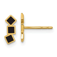 14K Black Epoxy Squares Post Earrings-YE2171