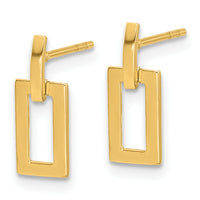 14K Polished Rectangle Post Dangle Earrings-YE2174