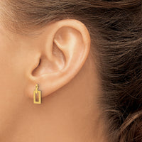 14K Polished Rectangle Post Dangle Earrings-YE2174
