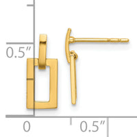 14K Polished Rectangle Post Dangle Earrings-YE2174