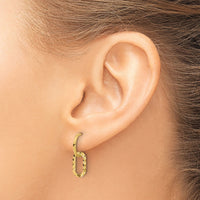 14K Polished and D/C J-Hoop Dangle Post Earrings-YE2176
