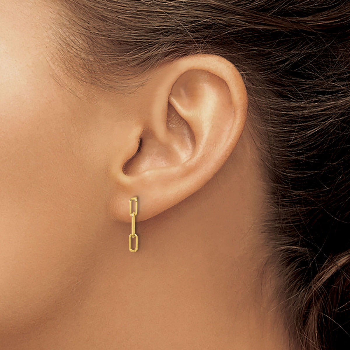 14K Polished Open Link Post Dangle Earrings-YE2177