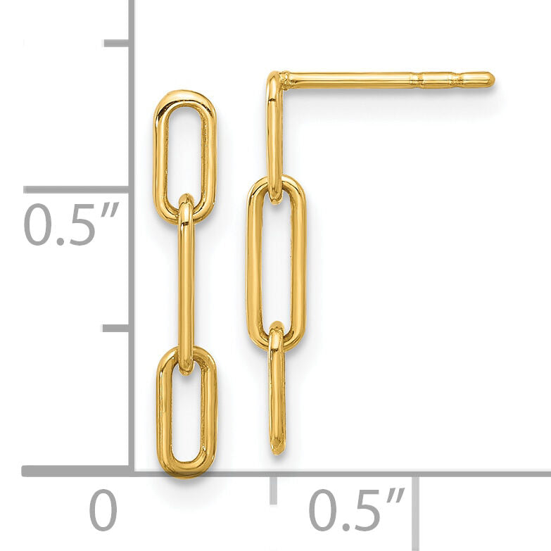 14K Polished Open Link Post Dangle Earrings-YE2177
