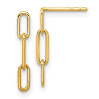 14K Polished Open Link Post Dangle Earrings-YE2177