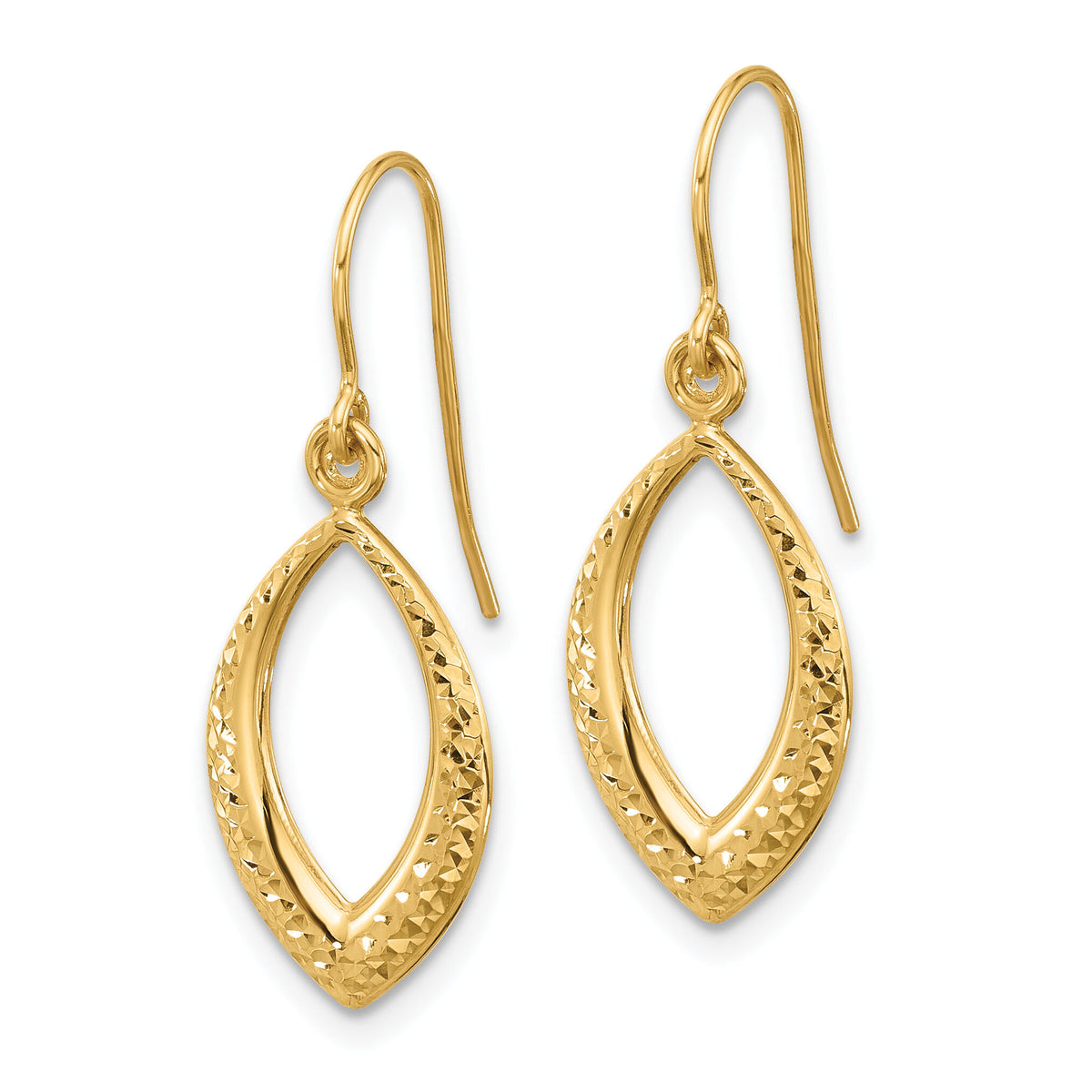 14K Diamond Cut Dangle Earrings-YE2180