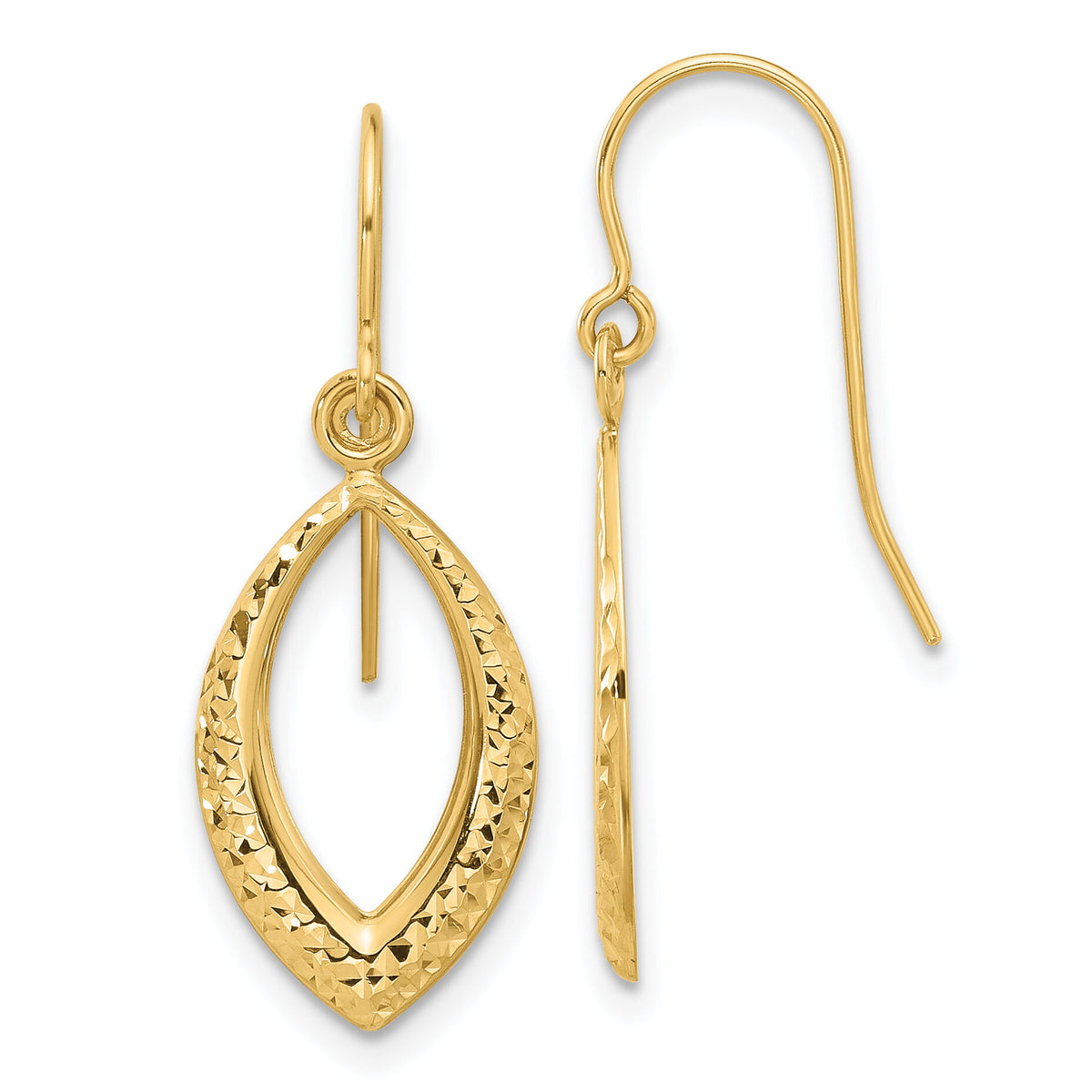 14K Diamond Cut Dangle Earrings-YE2180