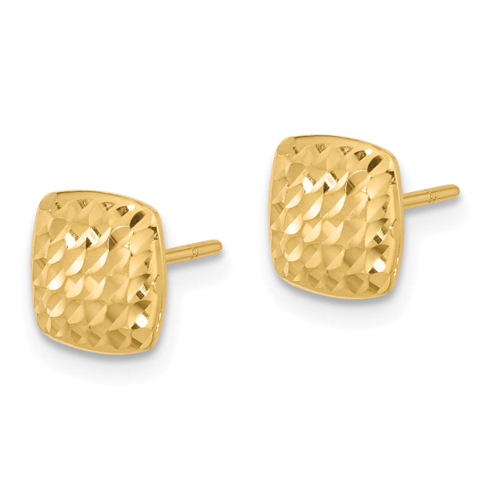 14K Diamond Cut Square Post Earrings-YE2182
