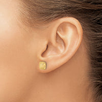 14K Diamond Cut Square Post Earrings-YE2182