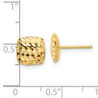 14K Diamond Cut Square Post Earrings-YE2182