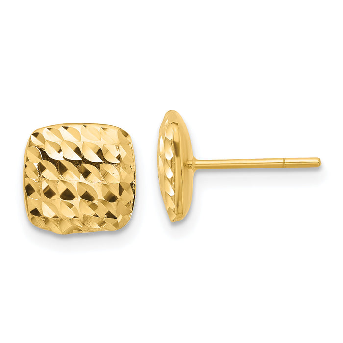 14K Diamond Cut Square Post Earrings-YE2182