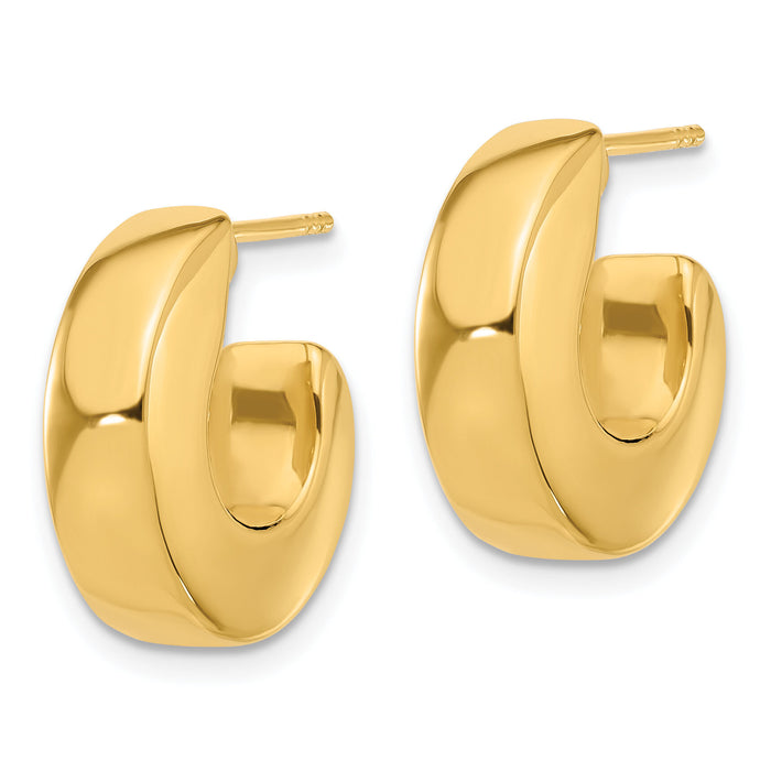 14K Polished J-Hoop Post Earrings-YE2186