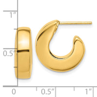 14K Polished J-Hoop Post Earrings-YE2186