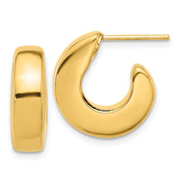 14K Polished J-Hoop Post Earrings-YE2186