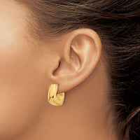 14K Polished Square J-Hoop Post Earrings-YE2187