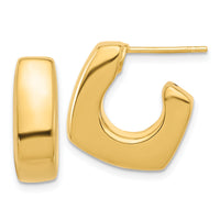 14K Polished Square J-Hoop Post Earrings-YE2187
