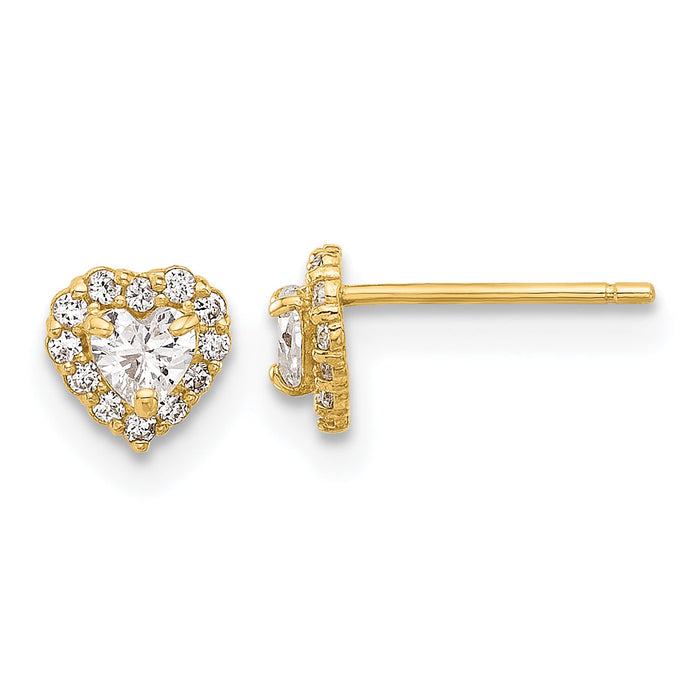 14K CZ Heart Post Earrings-YE2191