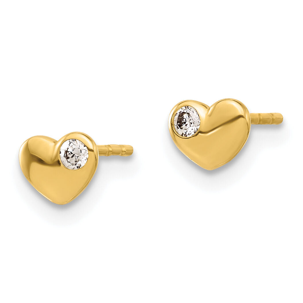 14K CZ Heart Post Earrings-YE2193