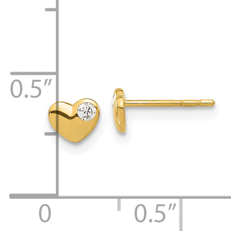 14K CZ Heart Post Earrings-YE2193