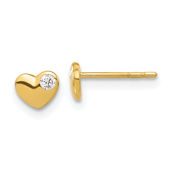 14K CZ Heart Post Earrings-YE2193