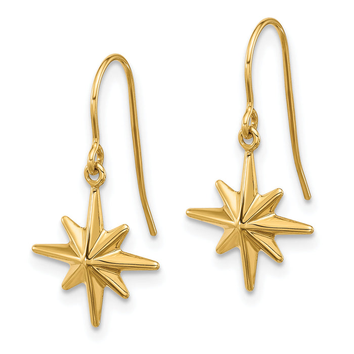14K Dangle Star Earrings-YE2199