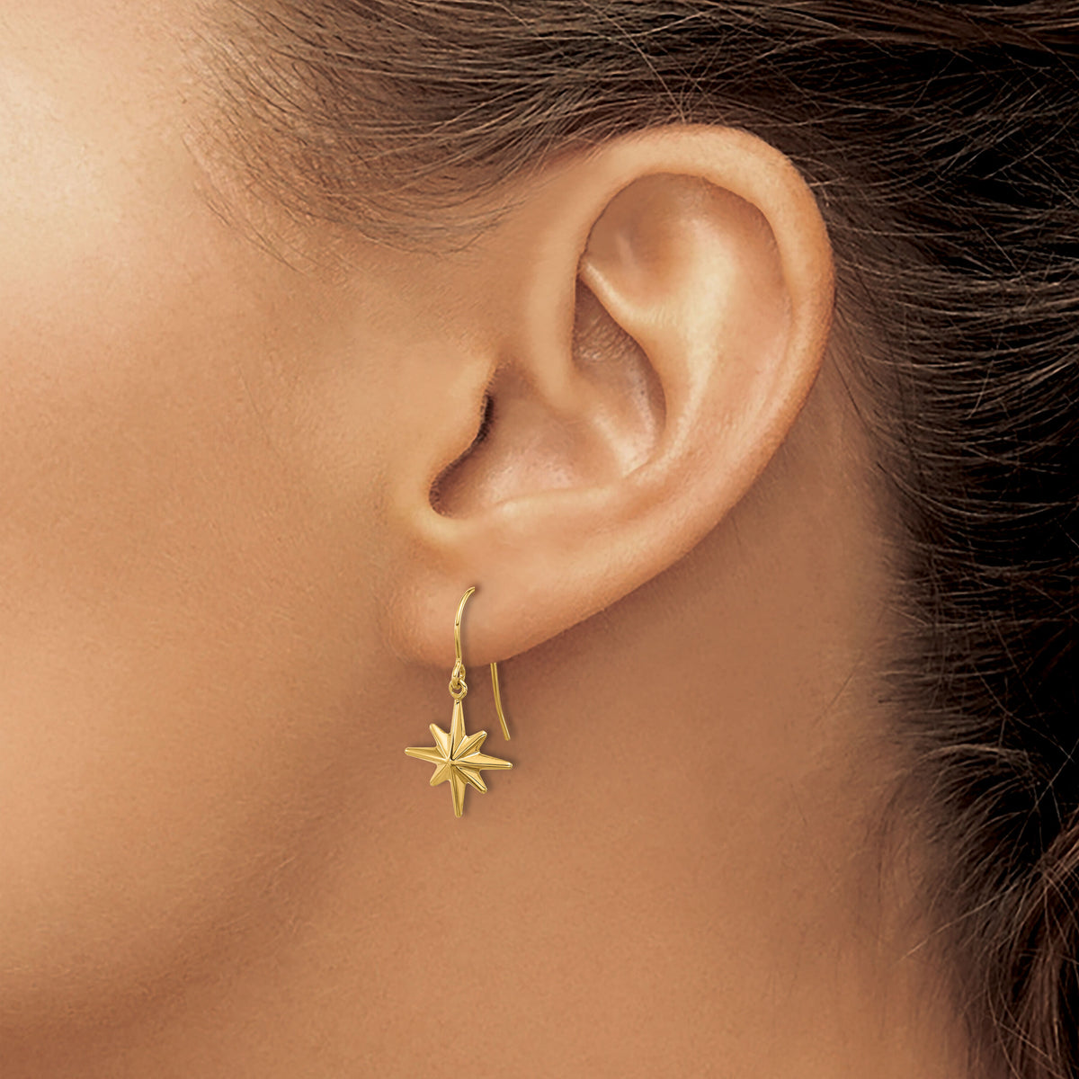 14K Dangle Star Earrings-YE2199