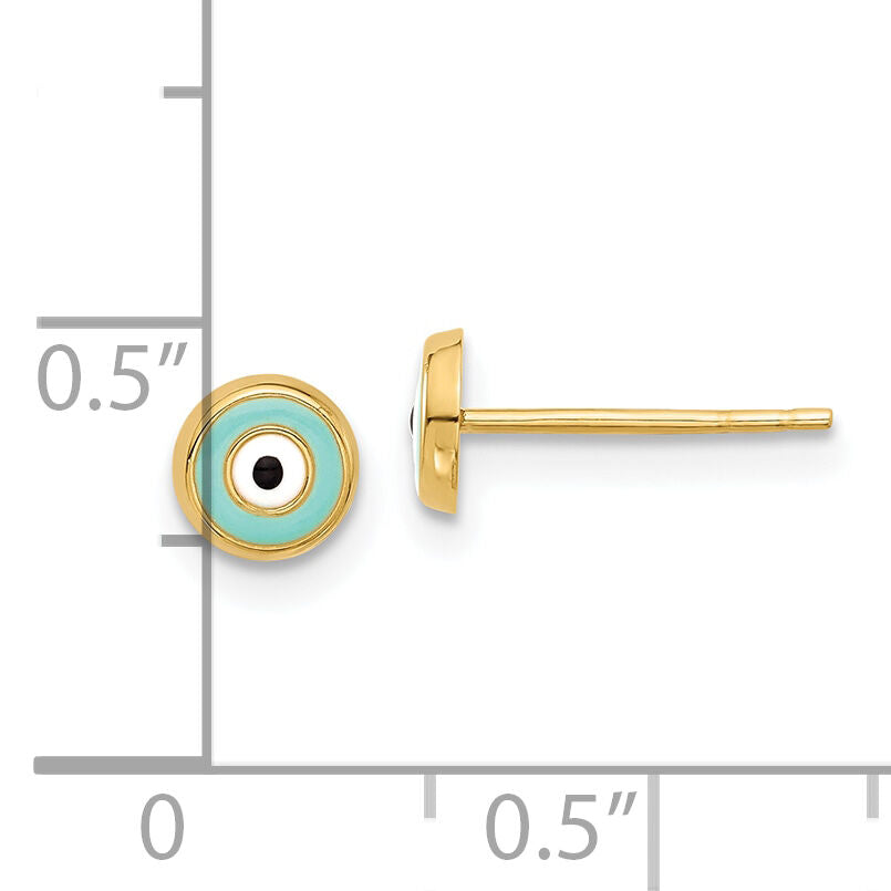 14K Evil Eye Enamel Post Earrings-YE2202
