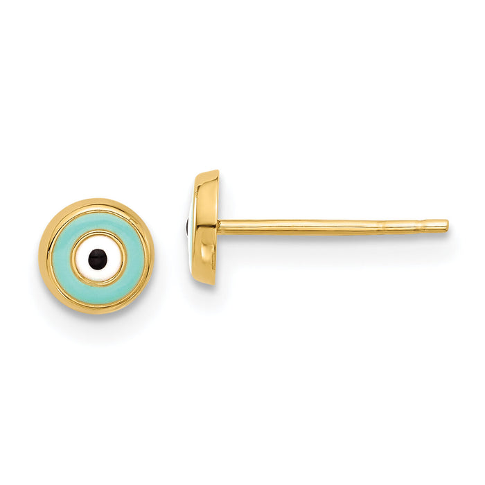 14K Evil Eye Enamel Post Earrings-YE2202