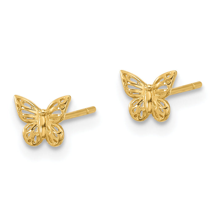 14K Polished Butterfly Post Earrings-YE2214