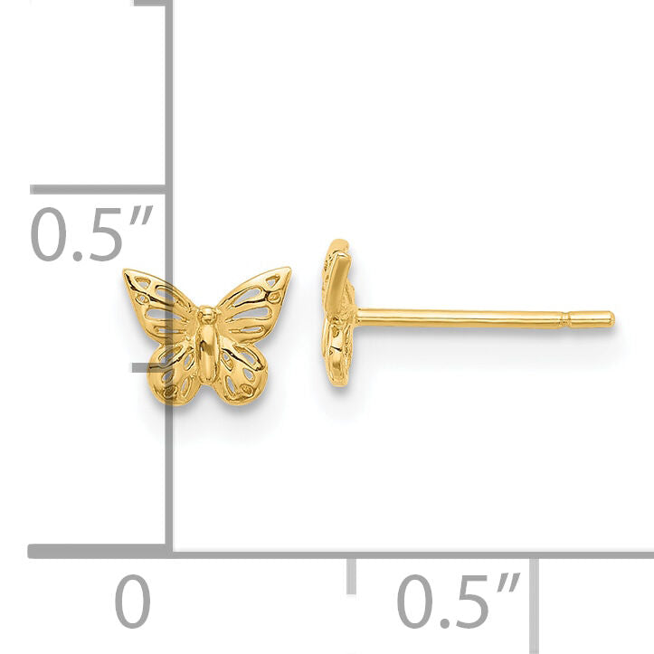 14K Polished Butterfly Post Earrings-YE2214