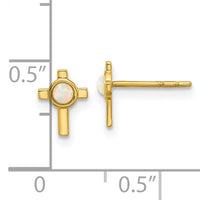 14K Created Opal Cross Post Earrings-YE2225