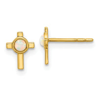 14K Created Opal Cross Post Earrings-YE2225