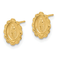 14K Diamond Cut Miraculous Medal Post Earrings-YE2228