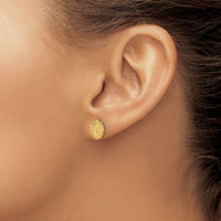 14K Diamond Cut Miraculous Medal Post Earrings-YE2228