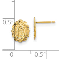 14K Diamond Cut Miraculous Medal Post Earrings-YE2228