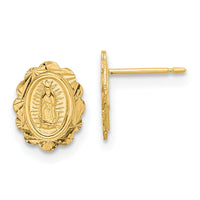 14K Diamond Cut Miraculous Medal Post Earrings-YE2228
