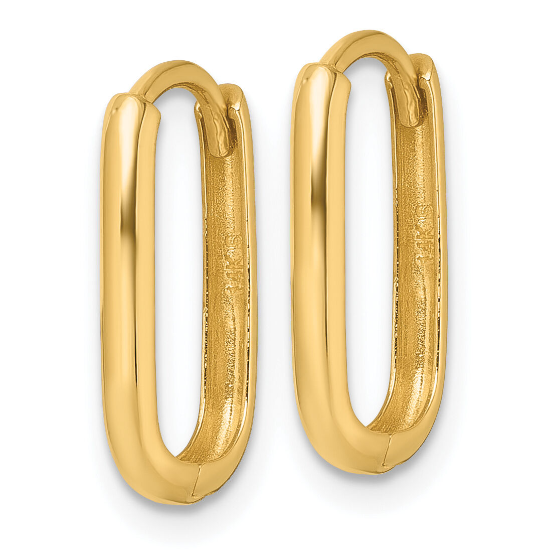 14k Polished Oval Hinged Hoop Earrings-YE2230