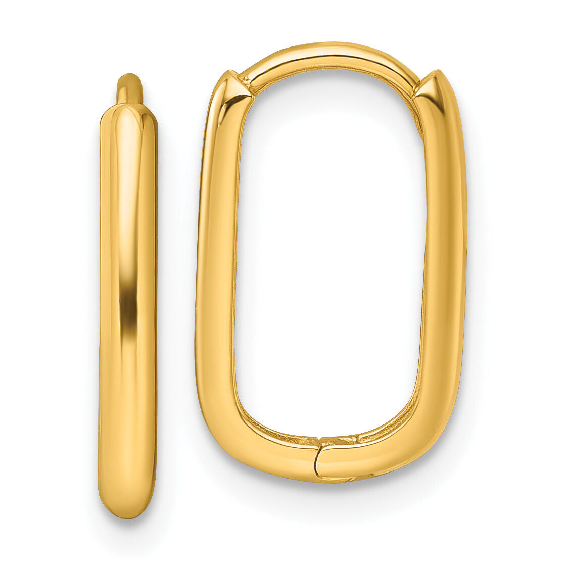 14k Polished Oval Hinged Hoop Earrings-YE2230