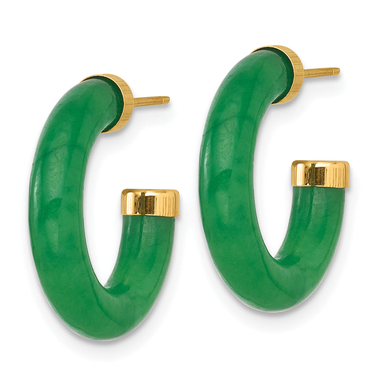 14K Polished 3.8mm Jade Post C-Hoop Earrings-YE2233