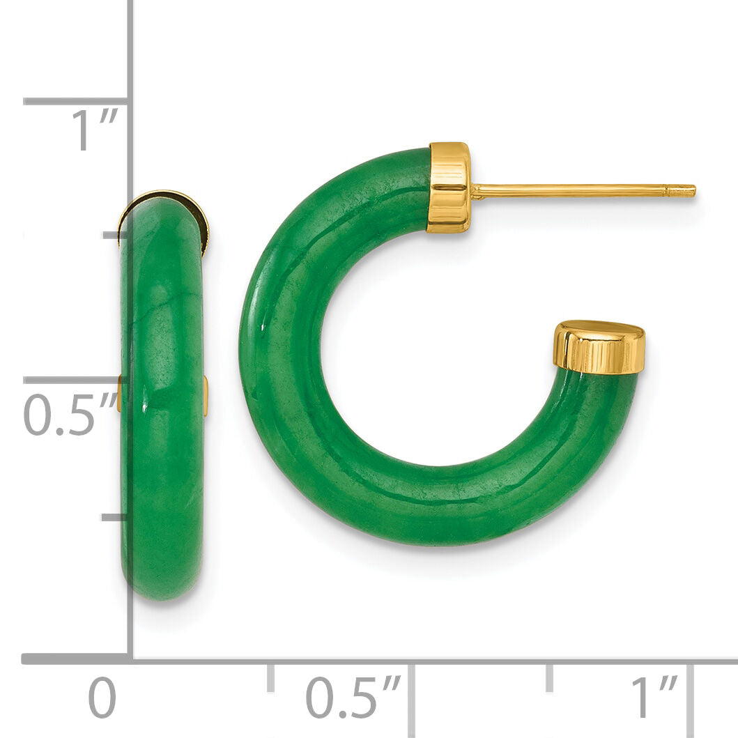 14K Polished 3.8mm Jade Post C-Hoop Earrings-YE2233