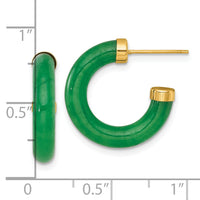 14K Polished 3.8mm Jade Post C-Hoop Earrings-YE2233