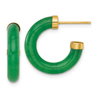 14K Polished 3.8mm Jade Post C-Hoop Earrings-YE2233