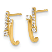 14k Polished Fancy CZ Post J-Hoop Earrings-YE2234