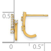 14k Polished Fancy CZ Post J-Hoop Earrings-YE2234