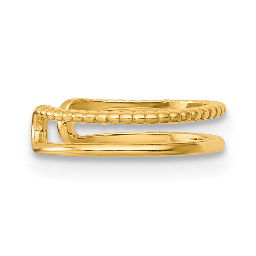 14k Polished and Textured Single Ear Cuff-YE2251