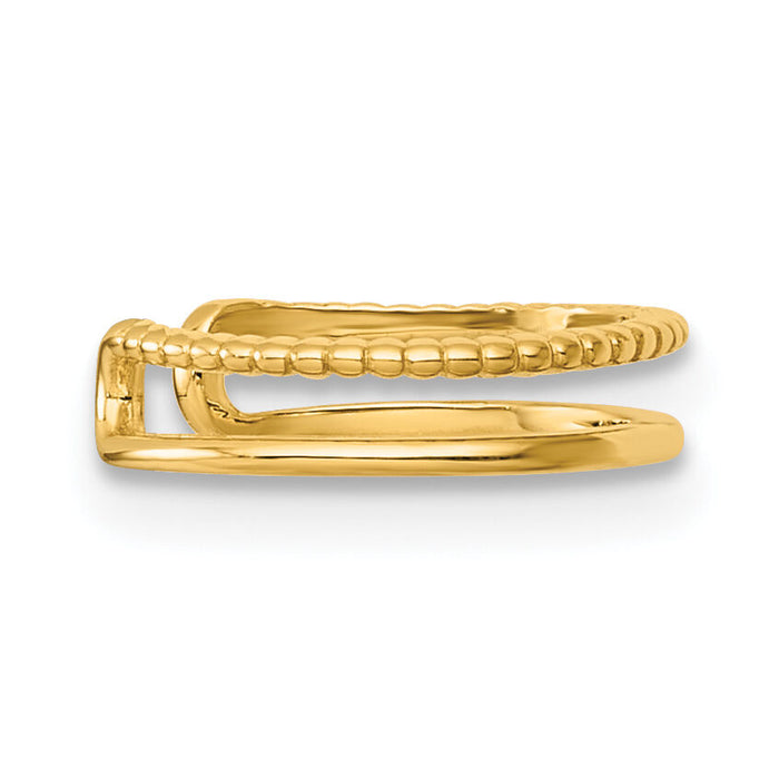 14k Polished and Textured Single Ear Cuff-YE2251