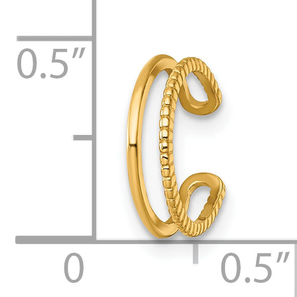14k Polished and Textured Single Ear Cuff-YE2251