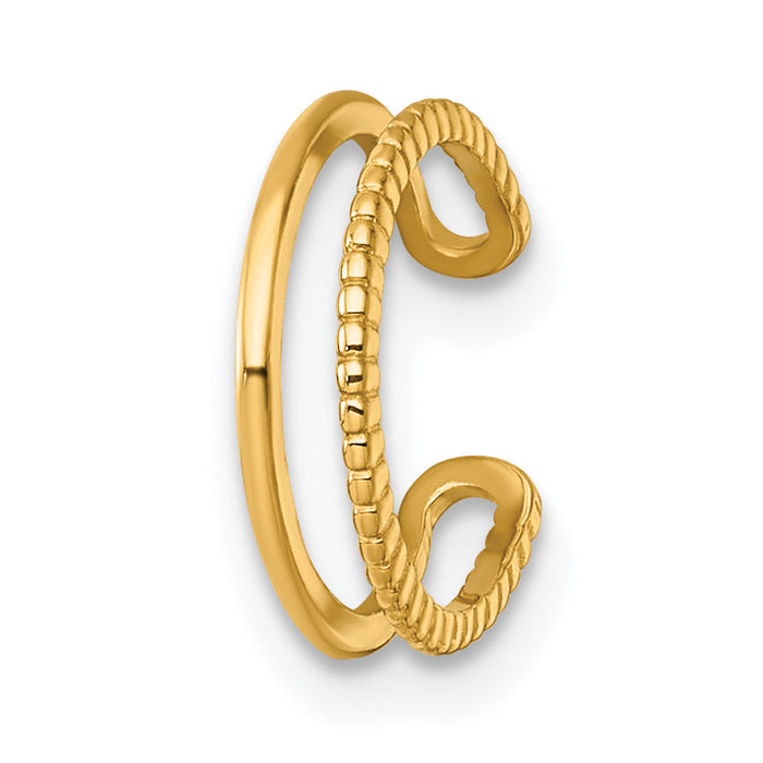 14k Polished and Textured Single Ear Cuff-YE2251