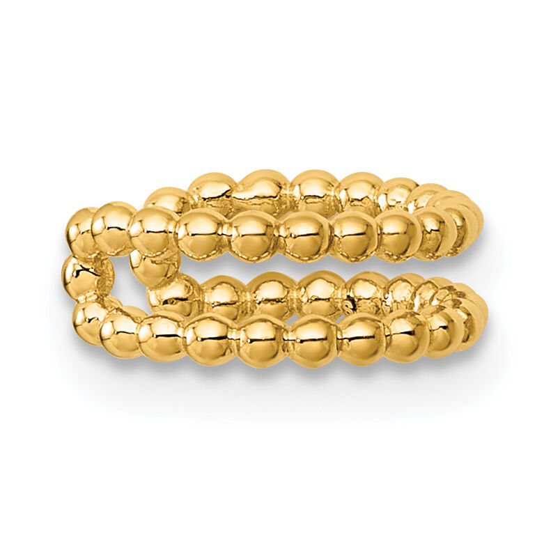 14k Polished 2 Row Beaded Single Ear Cuff-YE2252