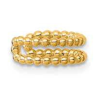 14k Polished 2 Row Beaded Single Ear Cuff-YE2252