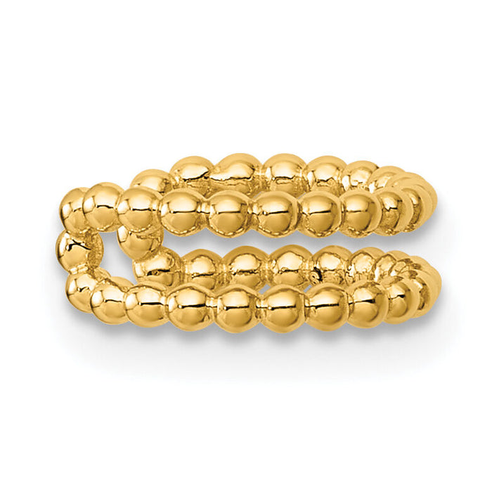 14k Polished 2 Row Beaded Single Ear Cuff-YE2252